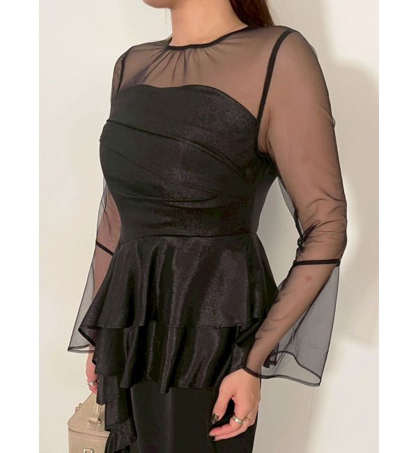 LAGUNAMOON「LADYアシンメトリーペプラムフリルドレス」|ドレス|