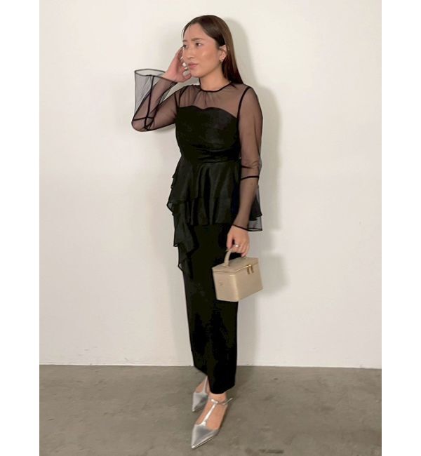 LAGUNAMOON「LADYアシンメトリーペプラムフリルドレス」|ドレス|