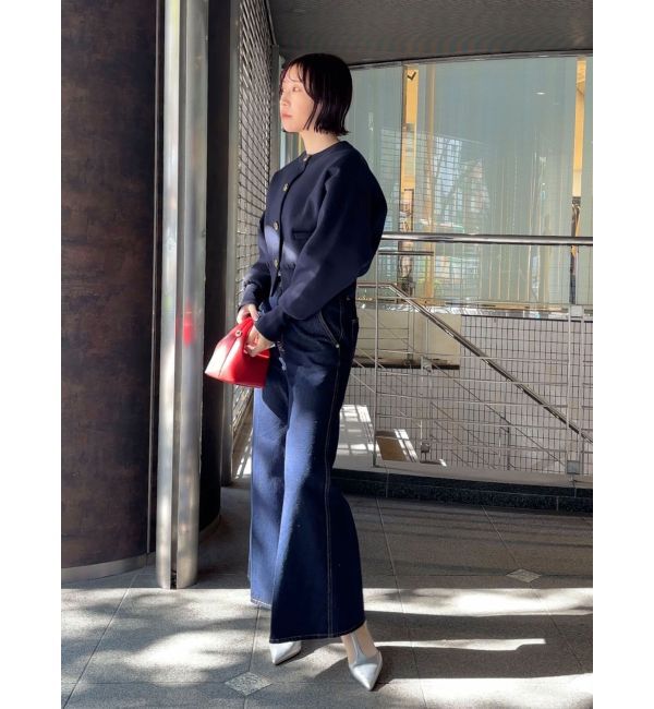 LAGUNAMOON「センタープレスワイドフレアデニムパンツ」|デニム|