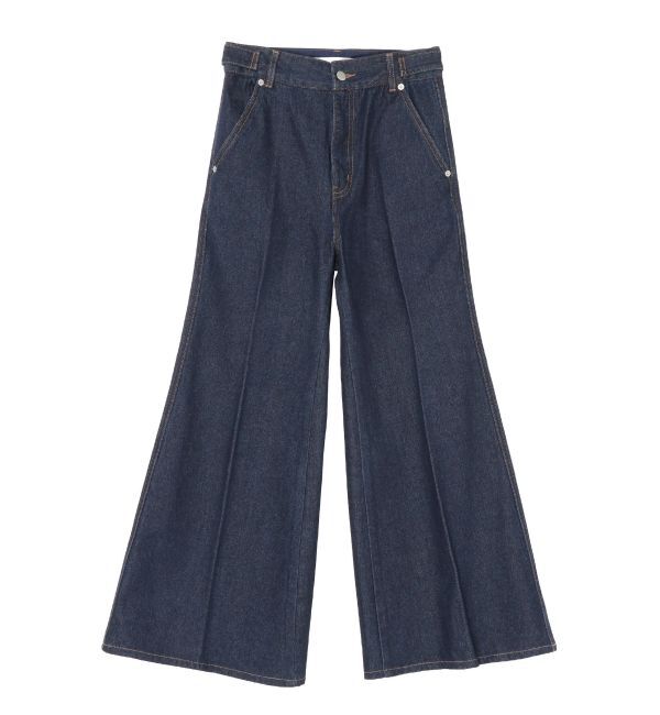 LAGUNAMOON「センタープレスワイドフレアデニムパンツ」|デニム|