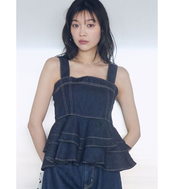 LAGUNAMOON「デニムペプラムキャミソール」|キャミソール|