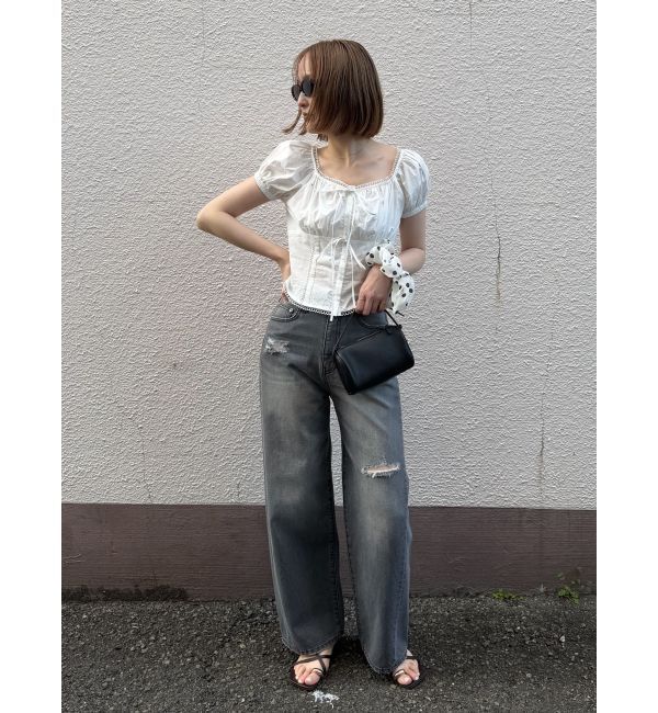 LAGUNAMOON「リップドデニムパンツ」|デニム|