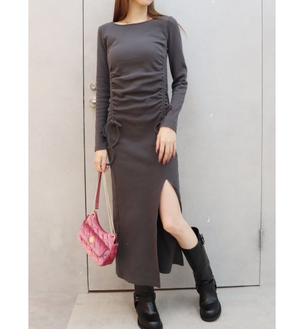 EVRIS「ドロストギャザーロングワンピース」|ワンピース|