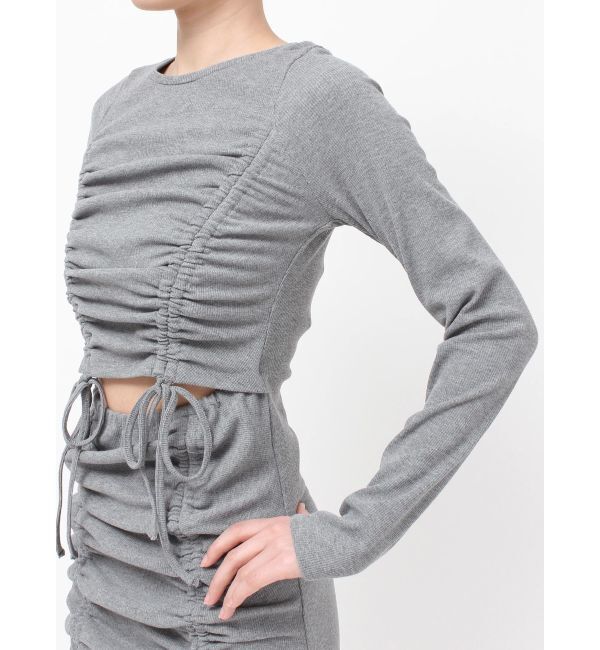 EVRIS「オープンウエストギャザーミニワンピース」|ワンピース|