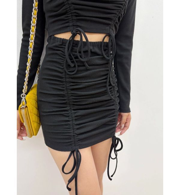 EVRIS「オープンウエストギャザーミニワンピース」|ワンピース|