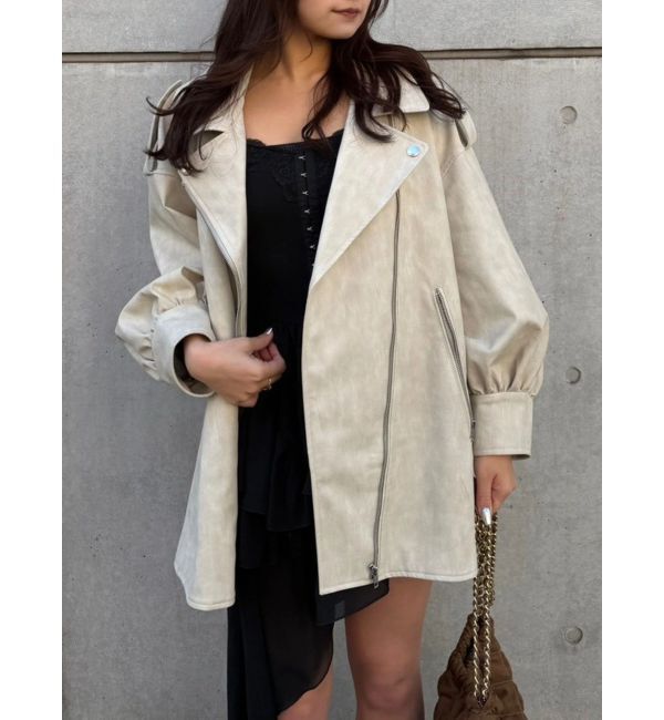 EVRIS「オーバーサイズライダースジャケット」|ライダースジャケット|ホワイト