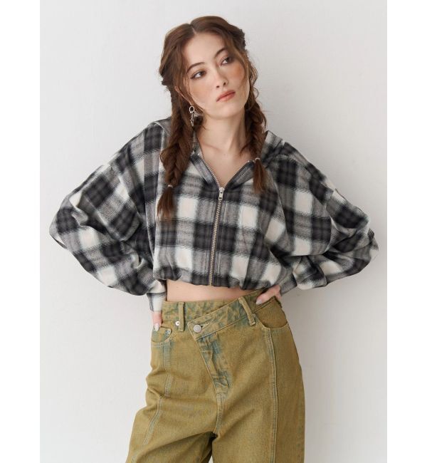 EVRIS「フードチェックショートシャツ」|シャツ・ブラウス|