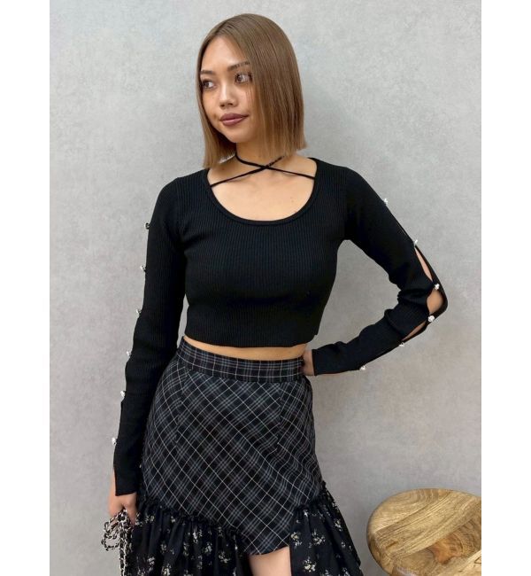 EVRIS「アームビジューニットトップス」|ニット・セーター|