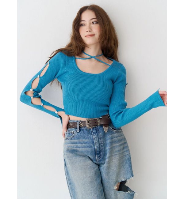 EVRIS「アームビジューニットトップス」|ニット・セーター|