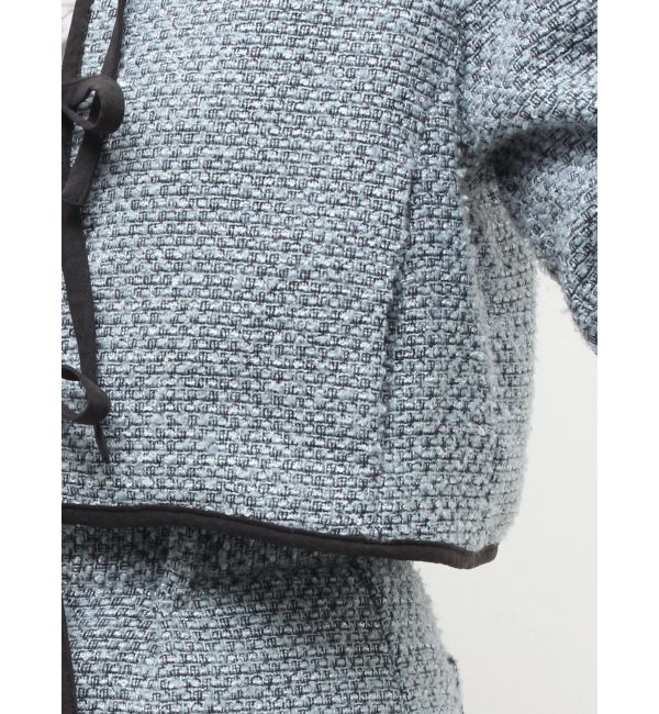 jouetie「バイカラーツイードライクショートジャケット【セットアップ対応】」|ノーカラージャケット|