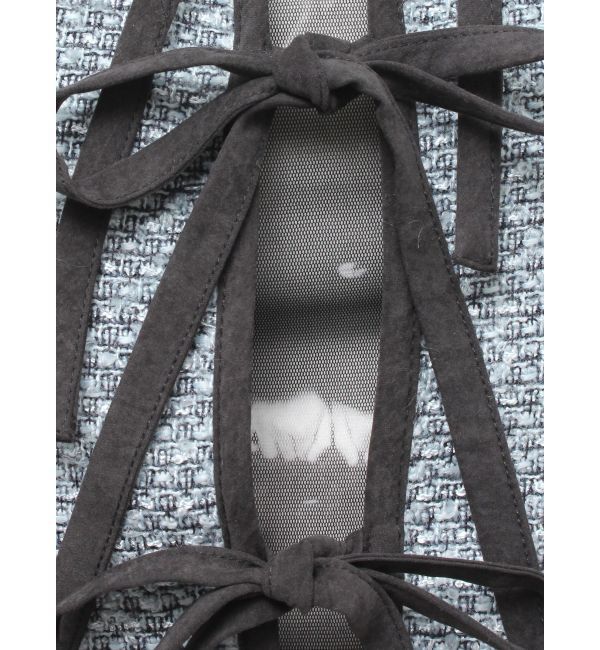 jouetie「バイカラーツイードライクショートジャケット【セットアップ対応】」|ノーカラージャケット|