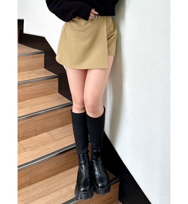 GYDA「Symmetry GYDAラップスカートライクショートパンツ」|スカート|キャメル
