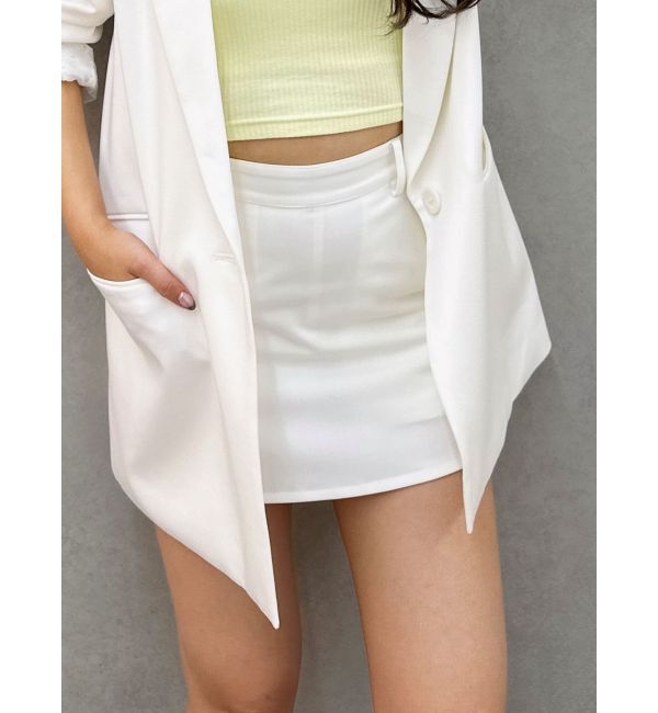 GYDA「LINING ラインストーンスカートライクショートパンツ【SETUP着用可】」|スカート|オフホワイト