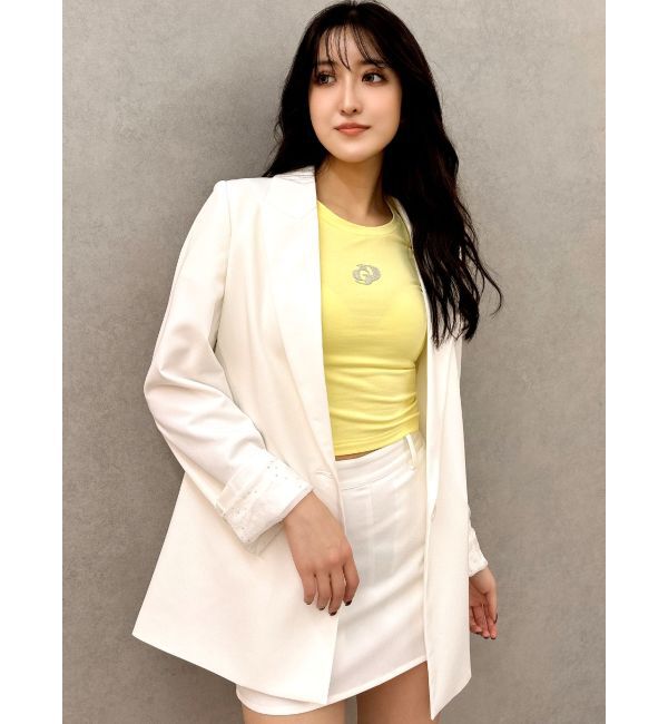 GYDA「LINING ラインストーンスカートライクショートパンツ【SETUP着用可】」|スカート|