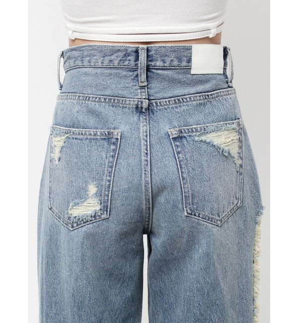 GYDA「ハイウエストSIDE straight line damageワイドデニムパンツ」|デニム|