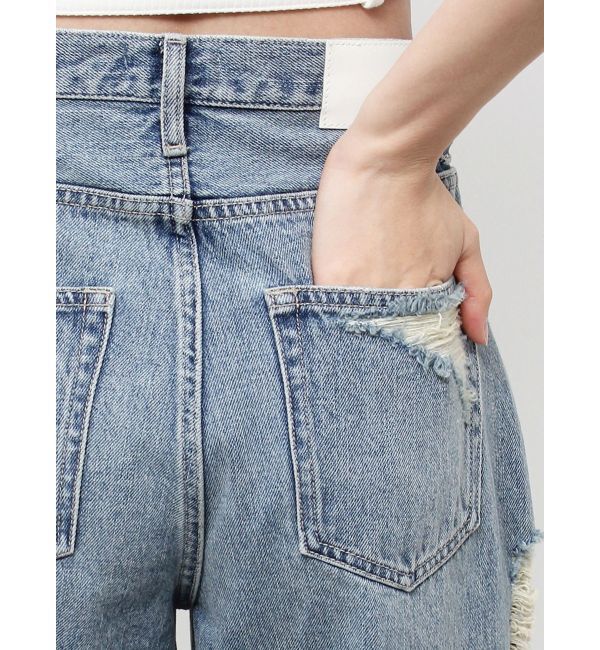 GYDA「ハイウエストSIDE straight line damageワイドデニムパンツ」|デニム|
