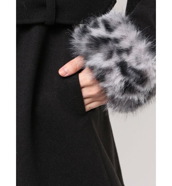 GYDA「ベルト付きタイトファーコート」|ダウン|