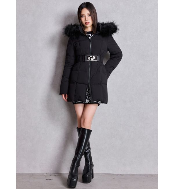 GYDA「GDベルト付きロングダウンコート」|ダウン|