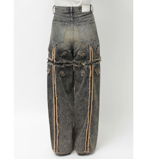 GYDA「ハイウエストBACK CROSS POINTワイドデニムパンツ」|デニム|