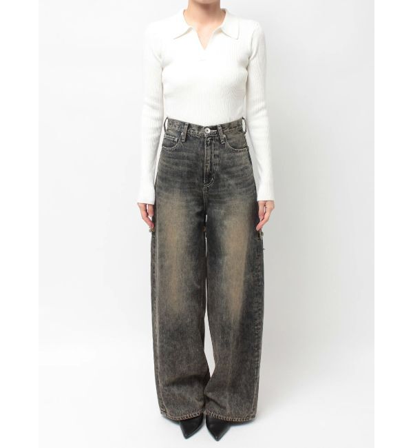 GYDA「ハイウエストBACK CROSS POINTワイドデニムパンツ」|デニム|