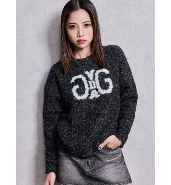 GYDA「Symmetry GYDA jacquardニットトップス」|ニット・セーター|ブラック