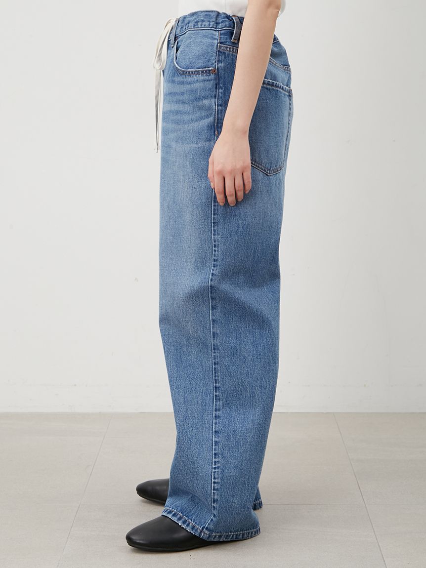 Mila Owen「ウエストドロストワイドデニムパンツ」|デニム|