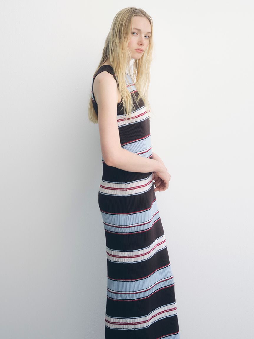 emmi atelier「【ONLINE限定カラーあり】マルチボーダーニットワンピース」|ワンピース|
