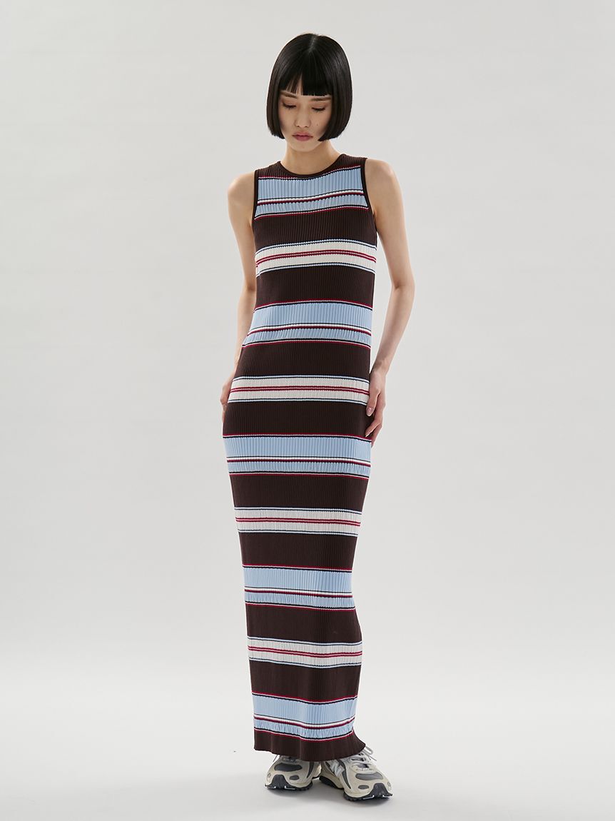 emmi atelier「【ONLINE限定カラーあり】マルチボーダーニットワンピース」|ワンピース|