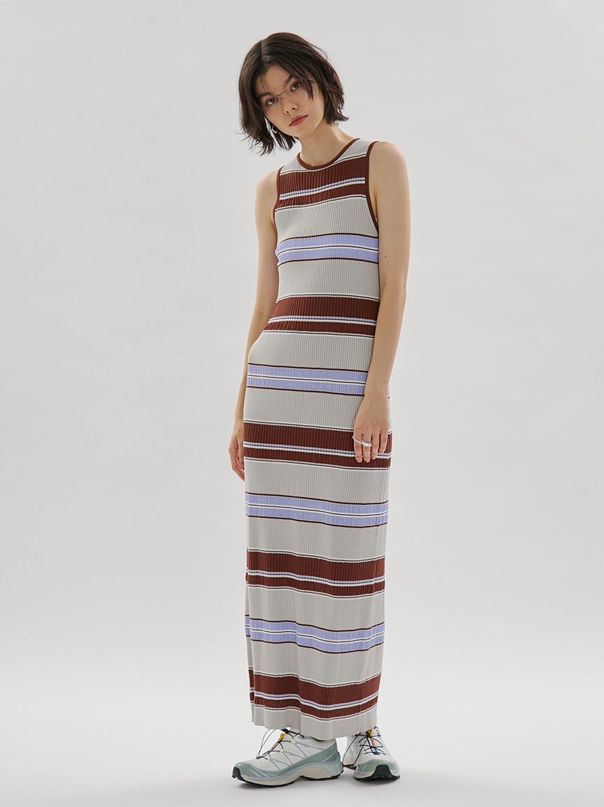 emmi atelier「【ONLINE限定カラーあり】マルチボーダーニットワンピース」|ワンピース|LGRY