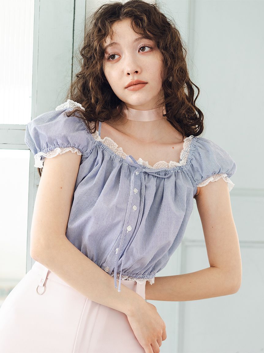 FURFUR「【WEB限定カラー】パフスリーブギャザーブラウス」|シャツ・ブラウス|STRIPE