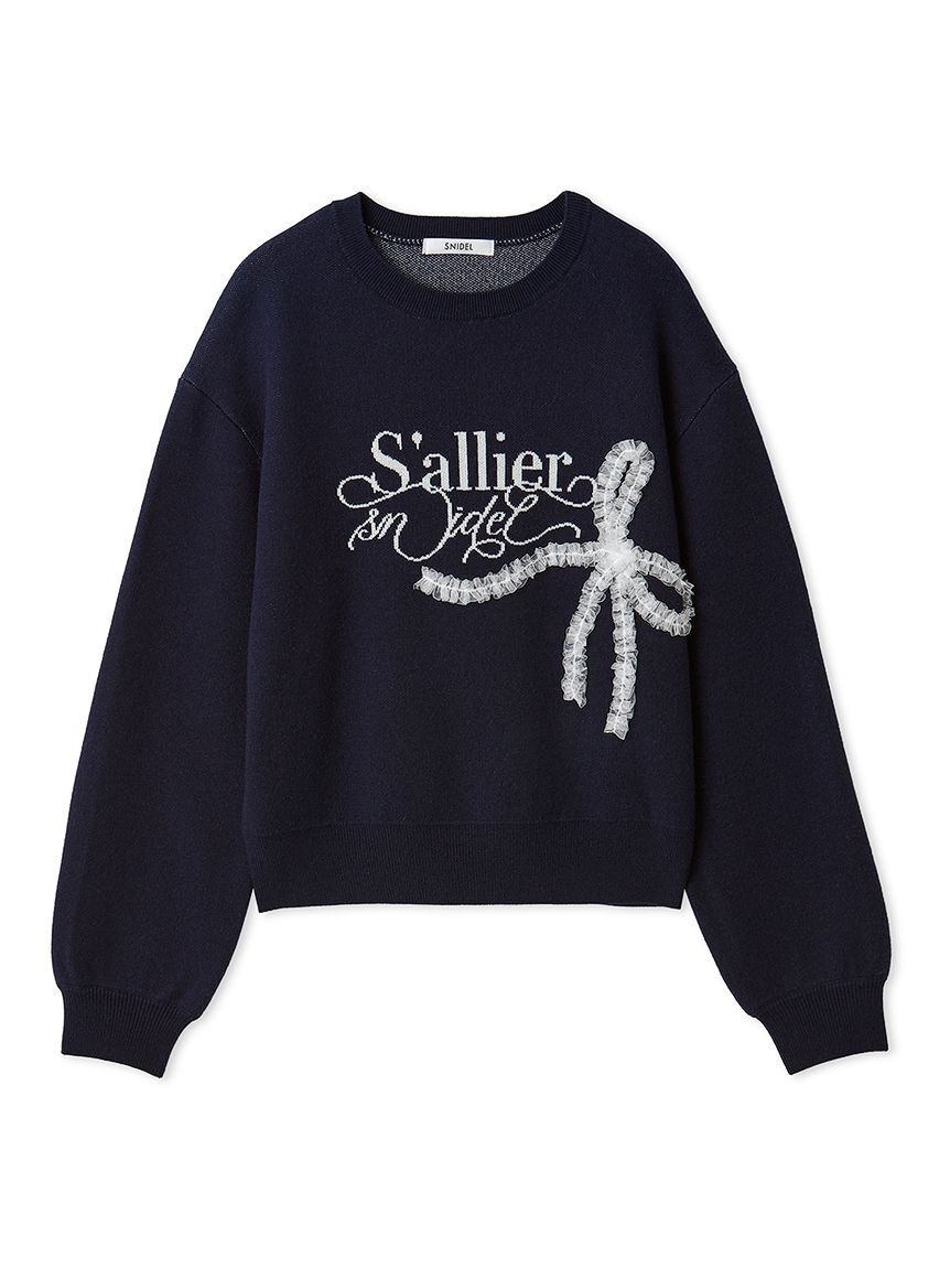 SNIDEL「リボンモチーフジャガードニットプルオーバー」|ニット・セーター|