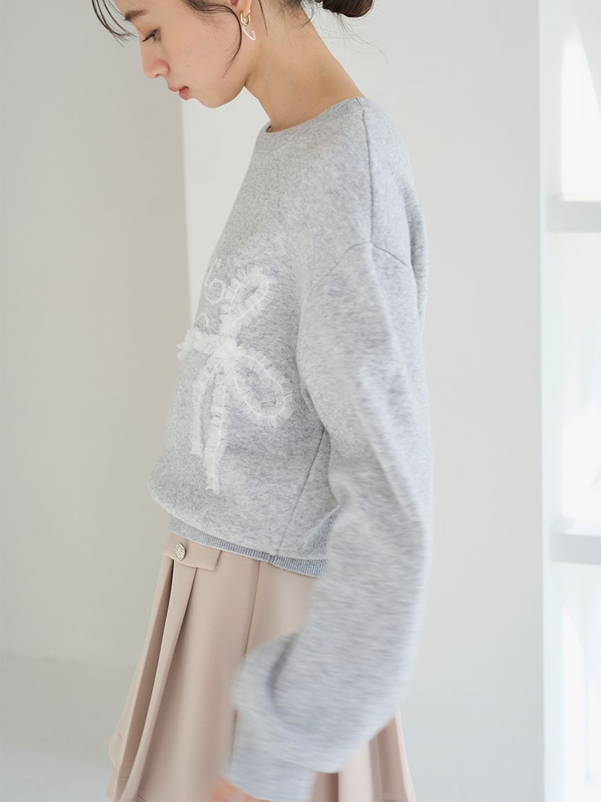 SNIDEL「リボンモチーフジャガードニットプルオーバー」|ニット・セーター|