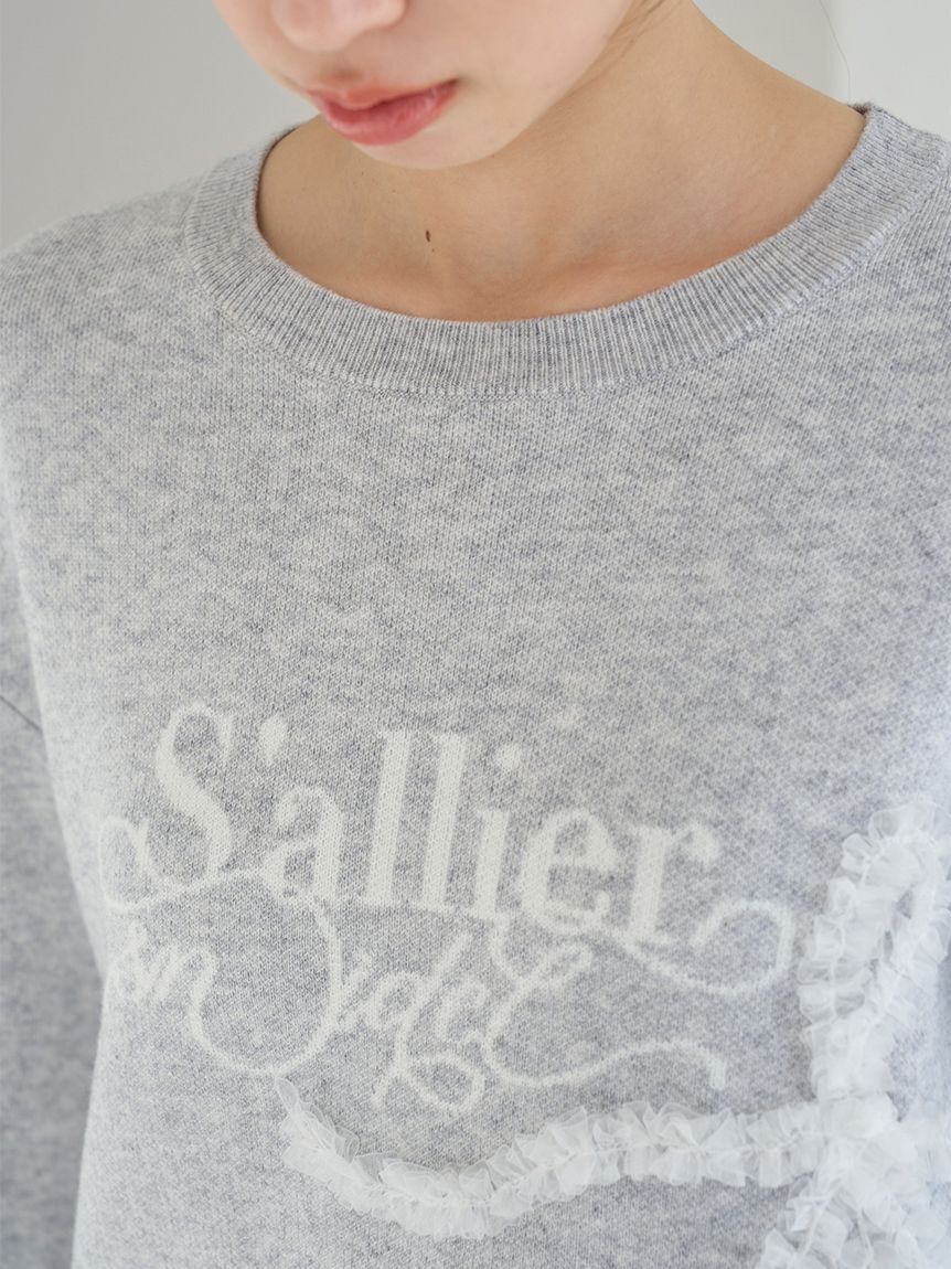 SNIDEL「リボンモチーフジャガードニットプルオーバー」|ニット・セーター|