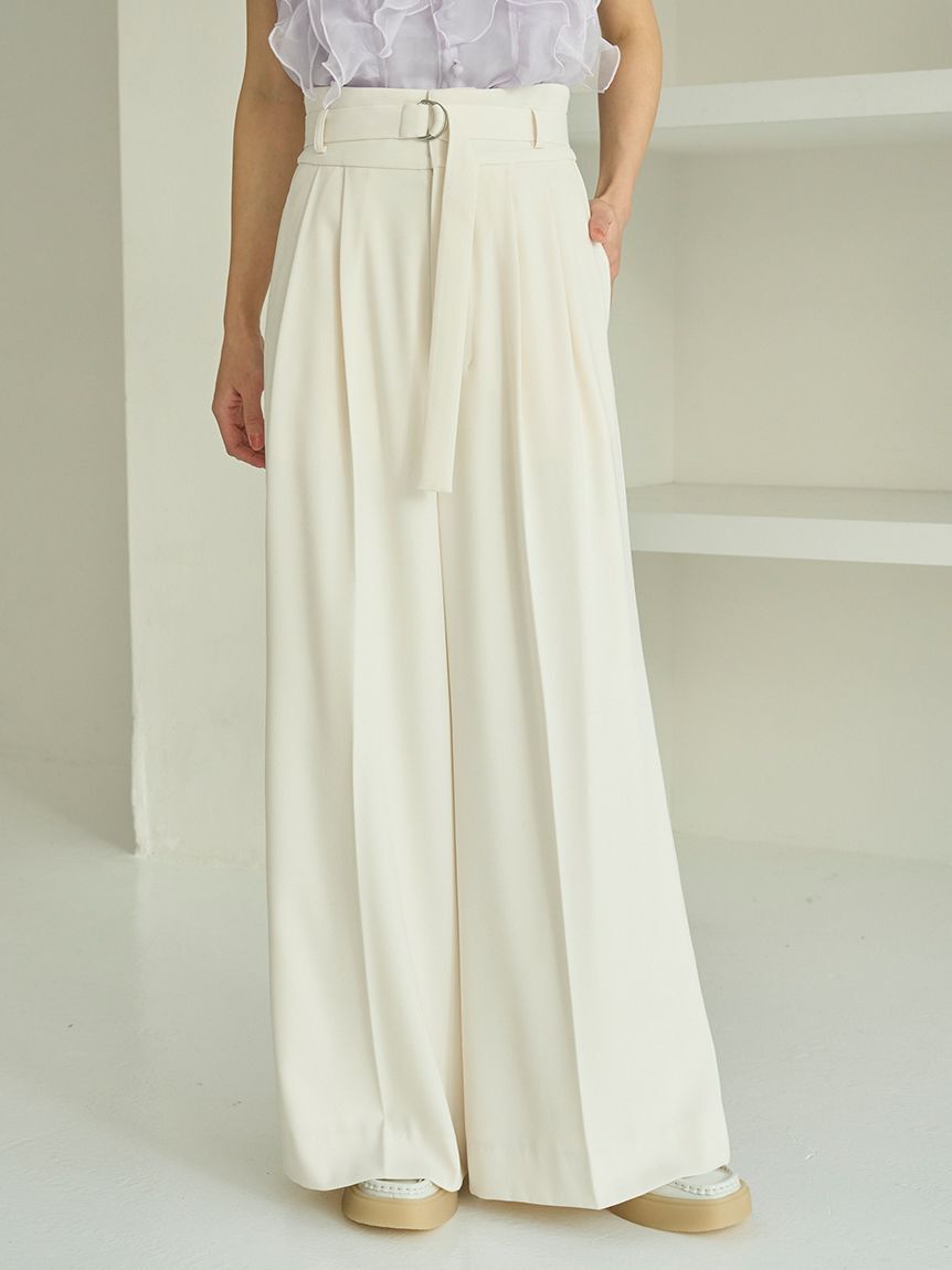 SNIDEL「スタイルアップベルティッドワイドパンツ」|チノ|