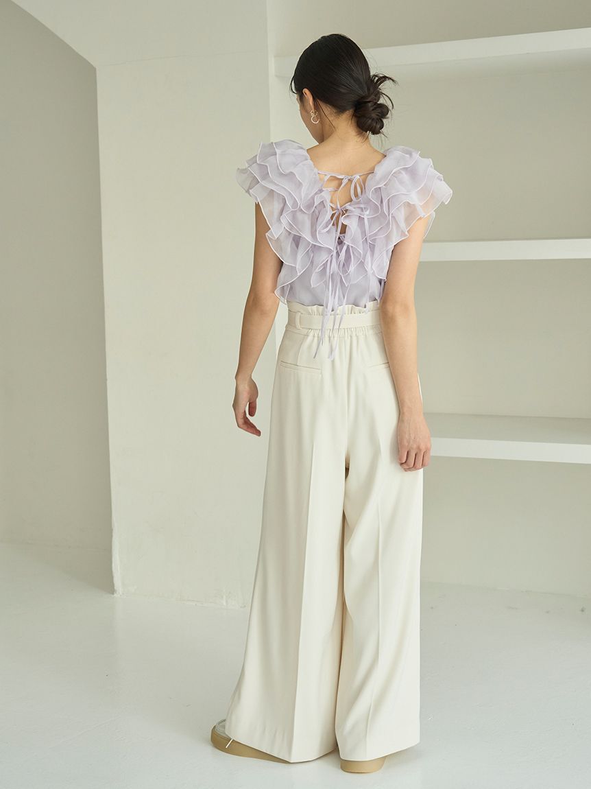 SNIDEL「スタイルアップベルティッドワイドパンツ」|チノ|