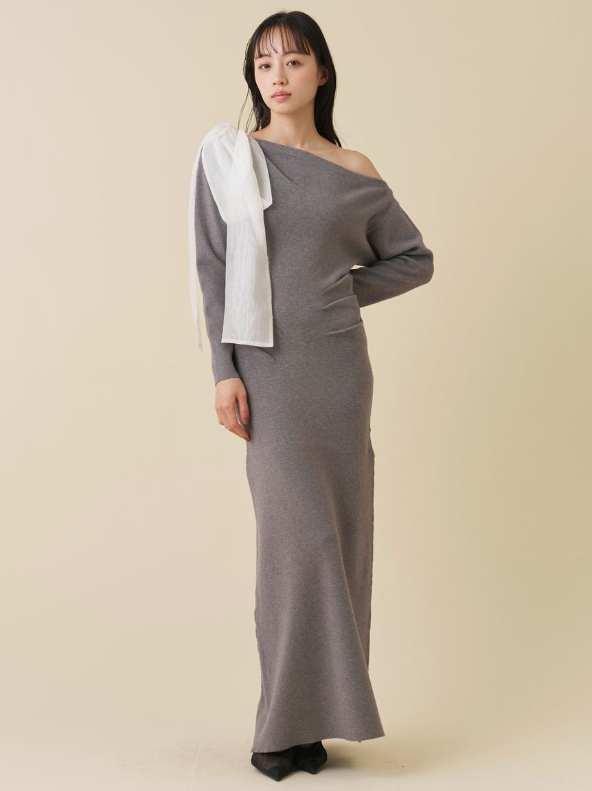 SNIDEL「ショルダーリボンニットワンピース」|ワンピース|