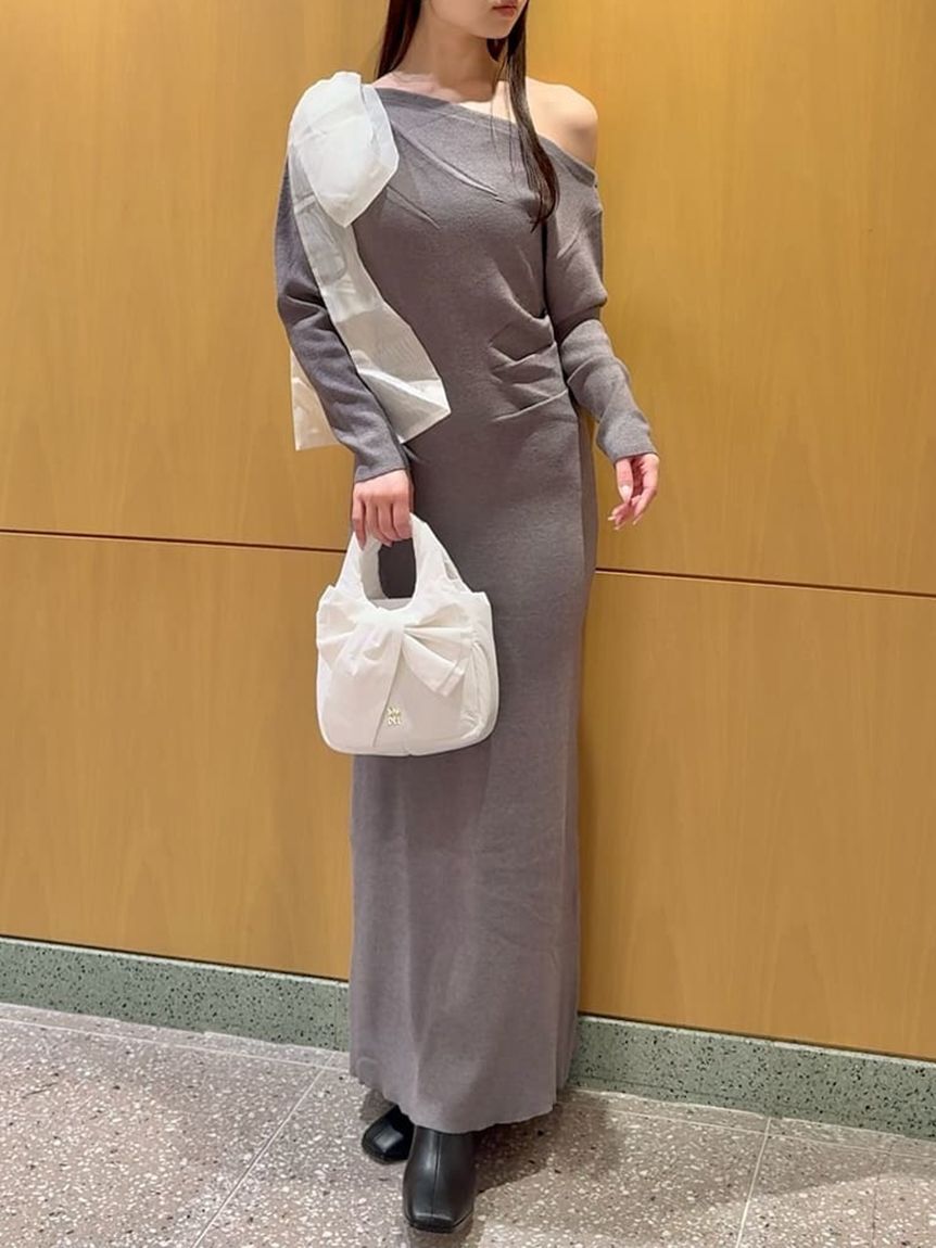 SNIDEL「ショルダーリボンニットワンピース」|ワンピース|