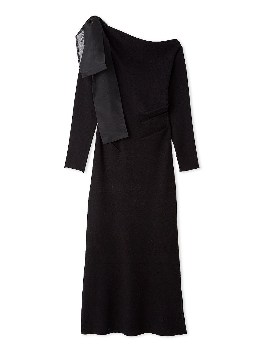 SNIDEL「ショルダーリボンニットワンピース」|ワンピース|BLK