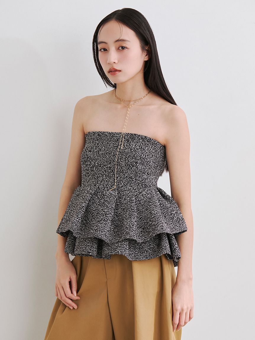 FRAY I.D「ランダムペプラムニットベアトップス」|ニット・セーター|