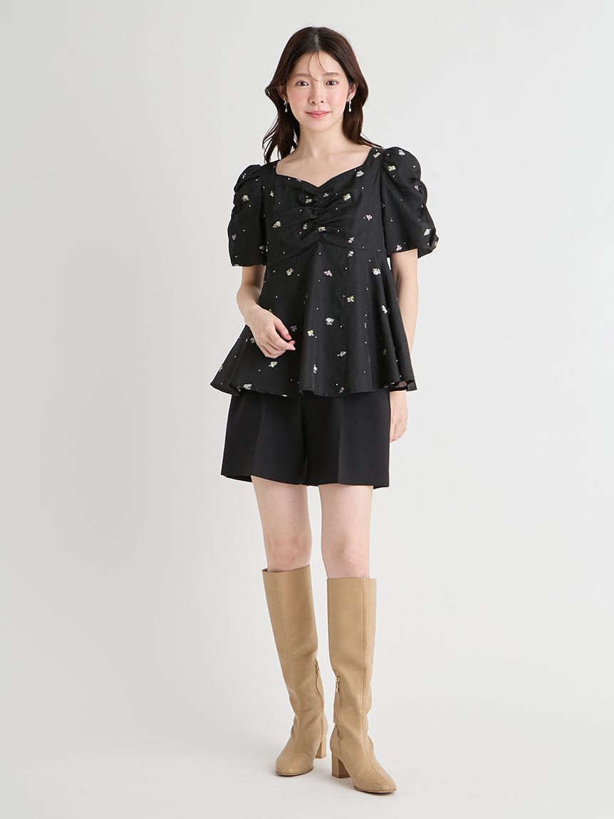 CELFORD「小花ジャガードペプラムブラウス」|シャツ・ブラウス|