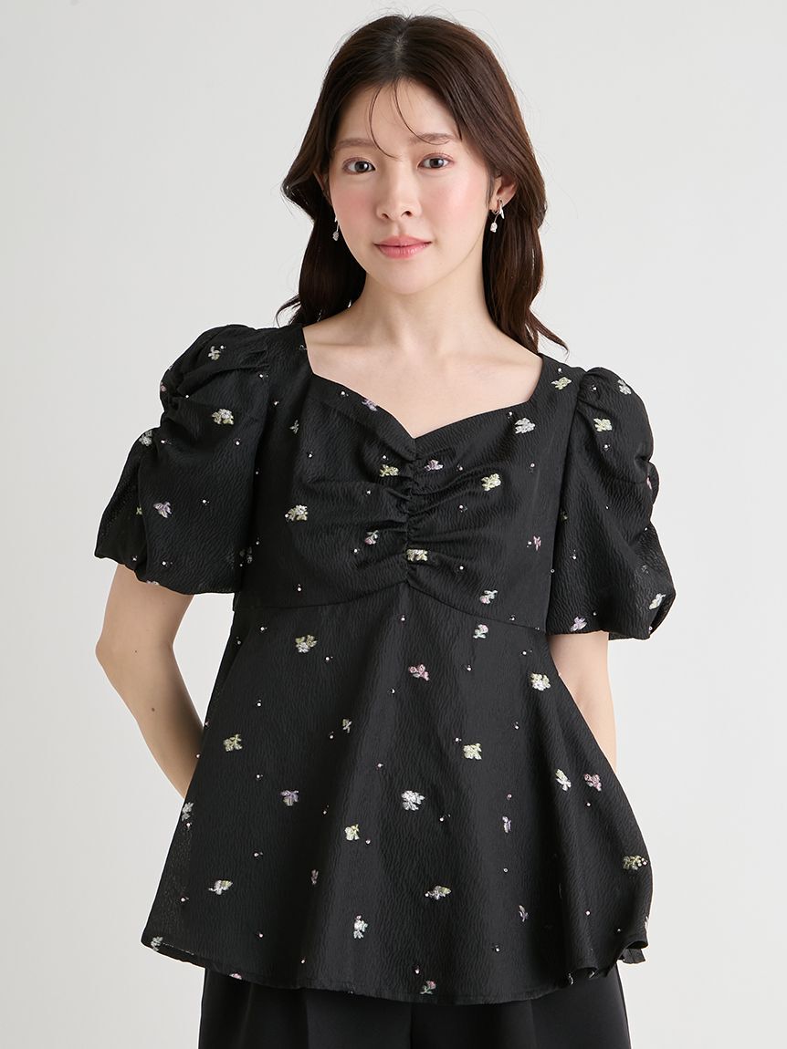 CELFORD「小花ジャガードペプラムブラウス」|シャツ・ブラウス|