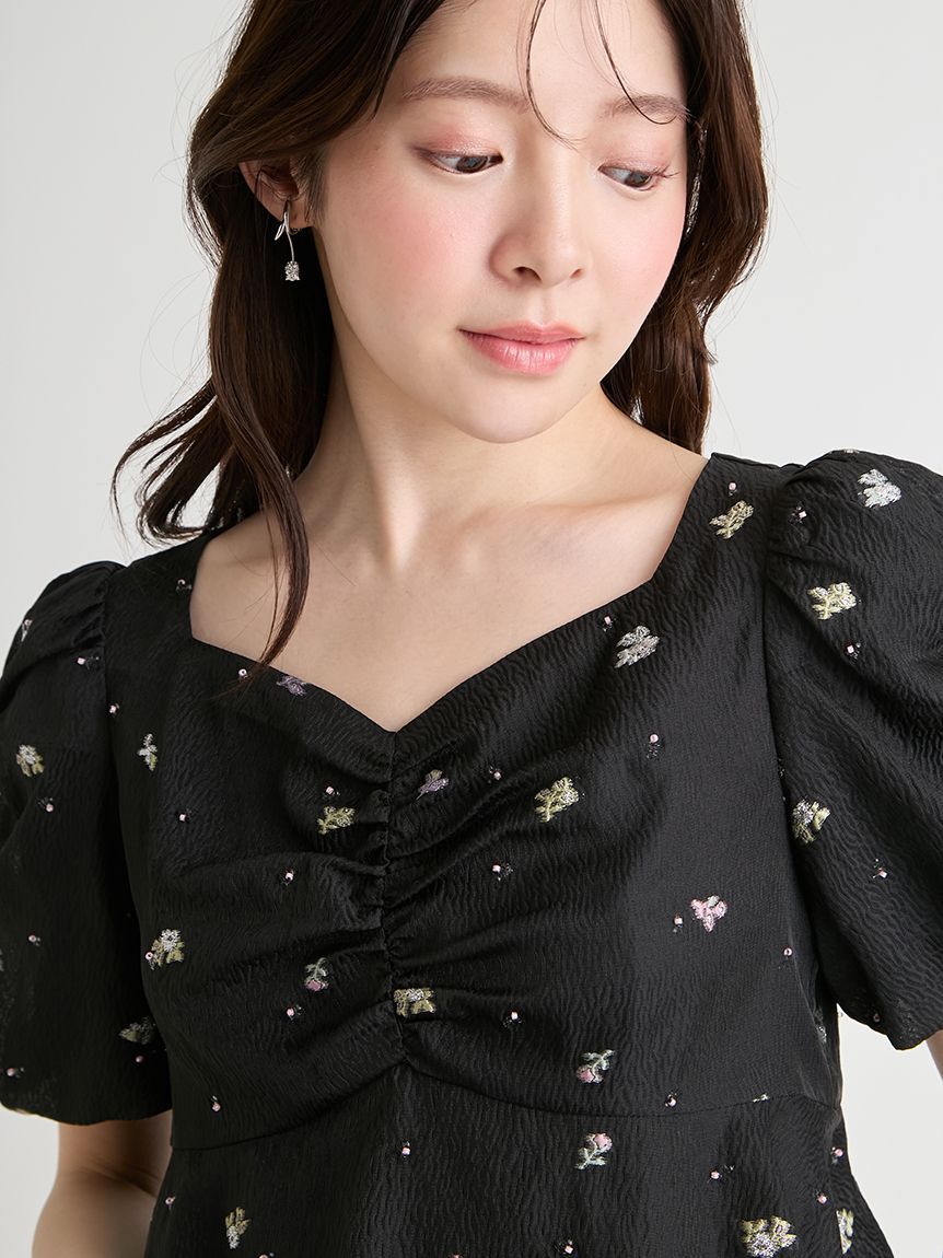 CELFORD「小花ジャガードペプラムブラウス」|シャツ・ブラウス|