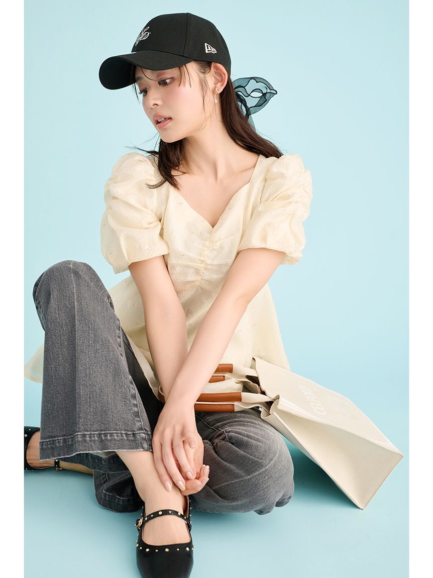 CELFORD「小花ジャガードペプラムブラウス」|シャツ・ブラウス|YEL