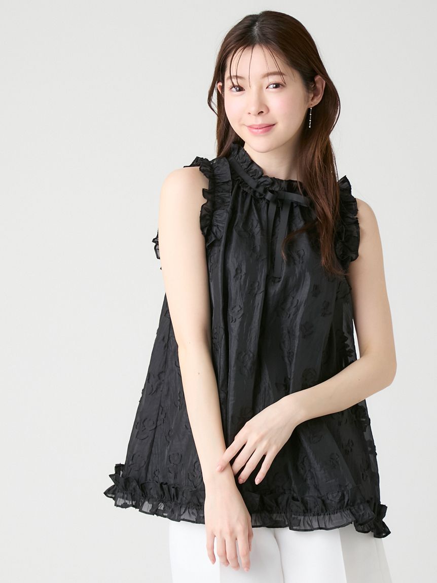 CELFORD「ブラックリボンジャガードチュニック」|シャツ・ブラウス|BLK