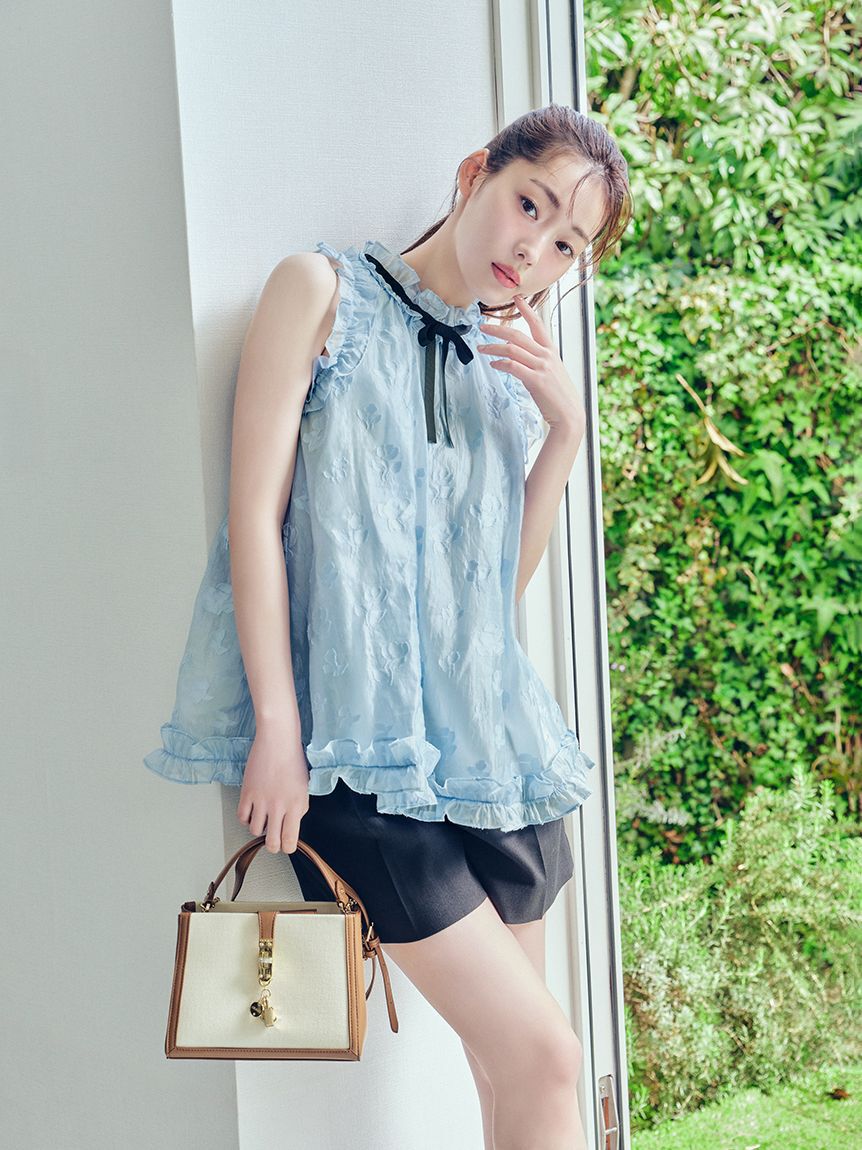 CELFORD「ブラックリボンジャガードチュニック」|シャツ・ブラウス|SAX