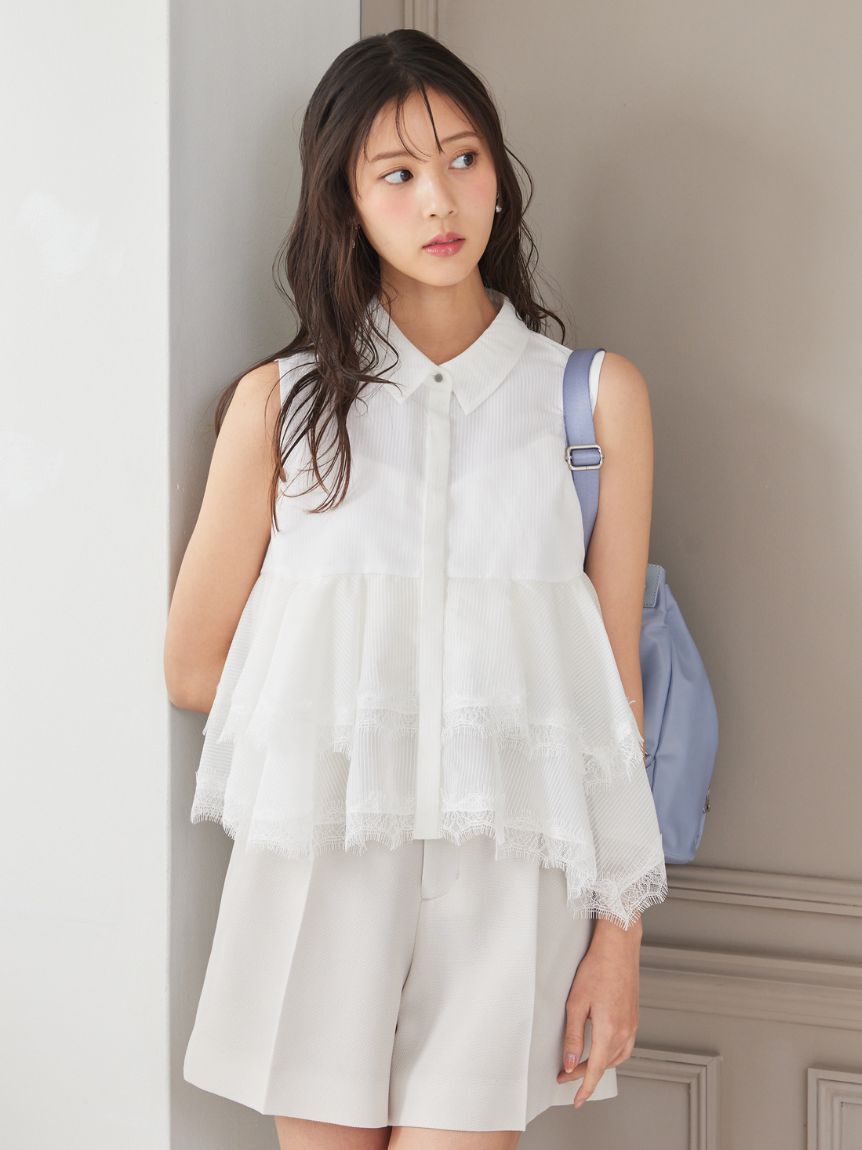 CELFORD「レースヘムペプラムブラウス」|シャツ・ブラウス|WHT