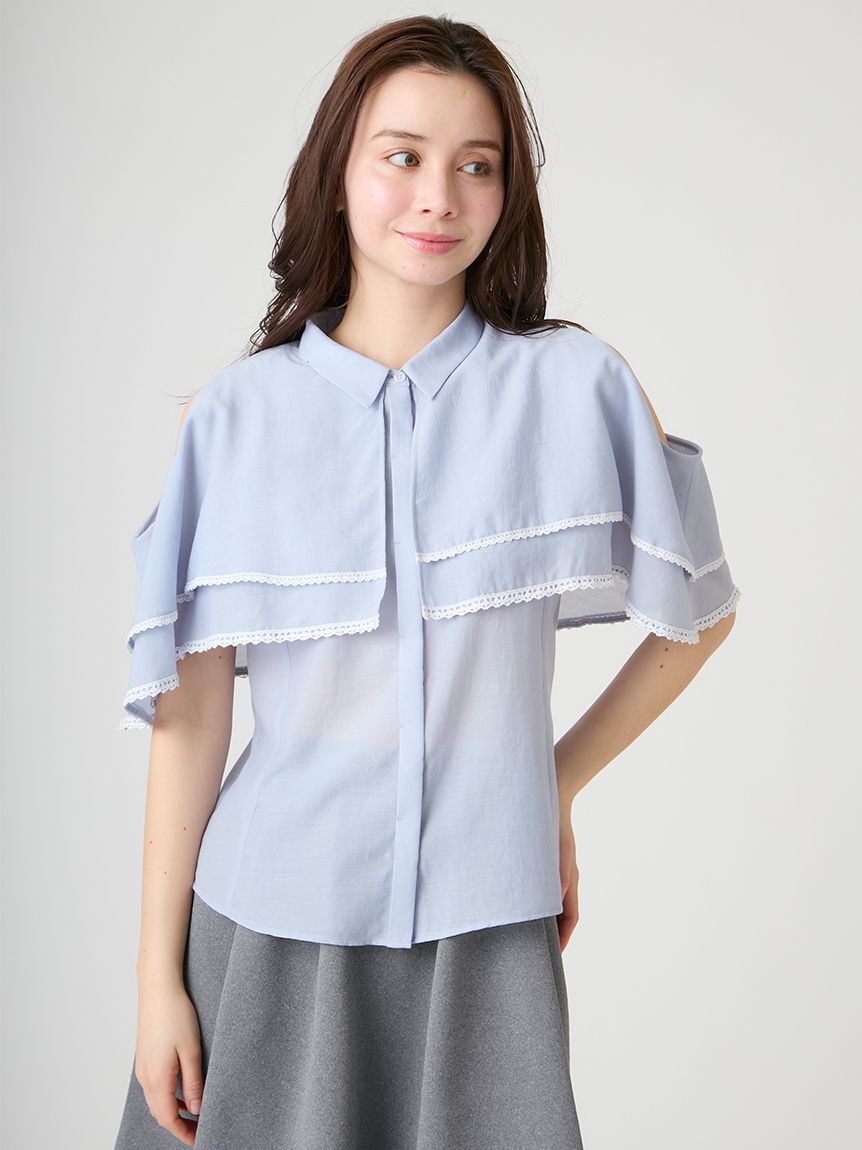 CELFORD「2WAYレーストリムケープブラウス」|シャツ・ブラウス|