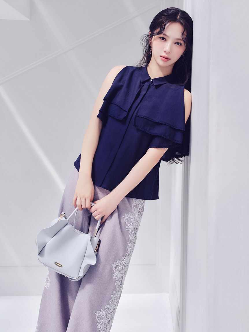 CELFORD「2WAYレーストリムケープブラウス」|シャツ・ブラウス|