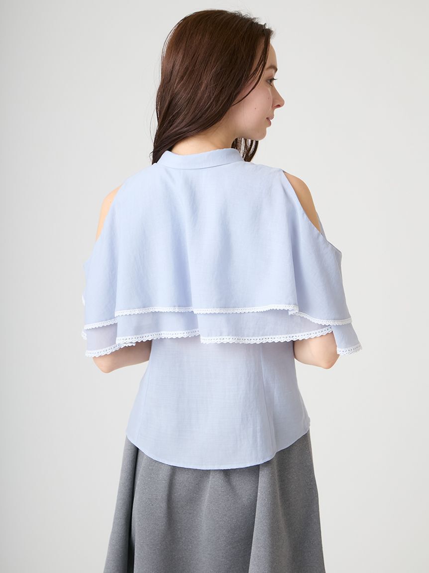 CELFORD「2WAYレーストリムケープブラウス」|シャツ・ブラウス|