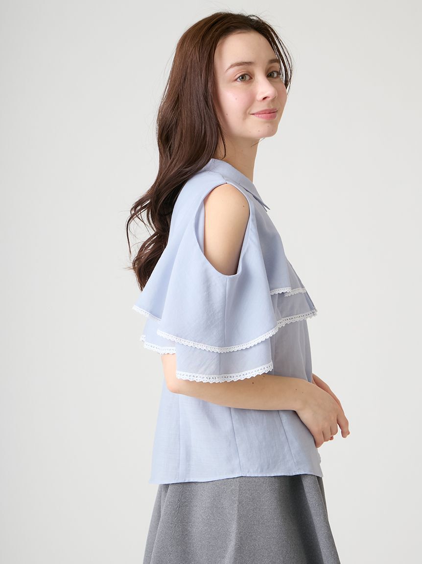 CELFORD「2WAYレーストリムケープブラウス」|シャツ・ブラウス|